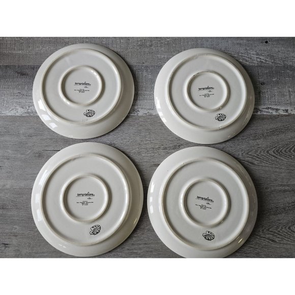 New Temp-tations Seasonal Salad Plates 8" Pawfetti Set of 4 Handpainted - Picture 9 of 15